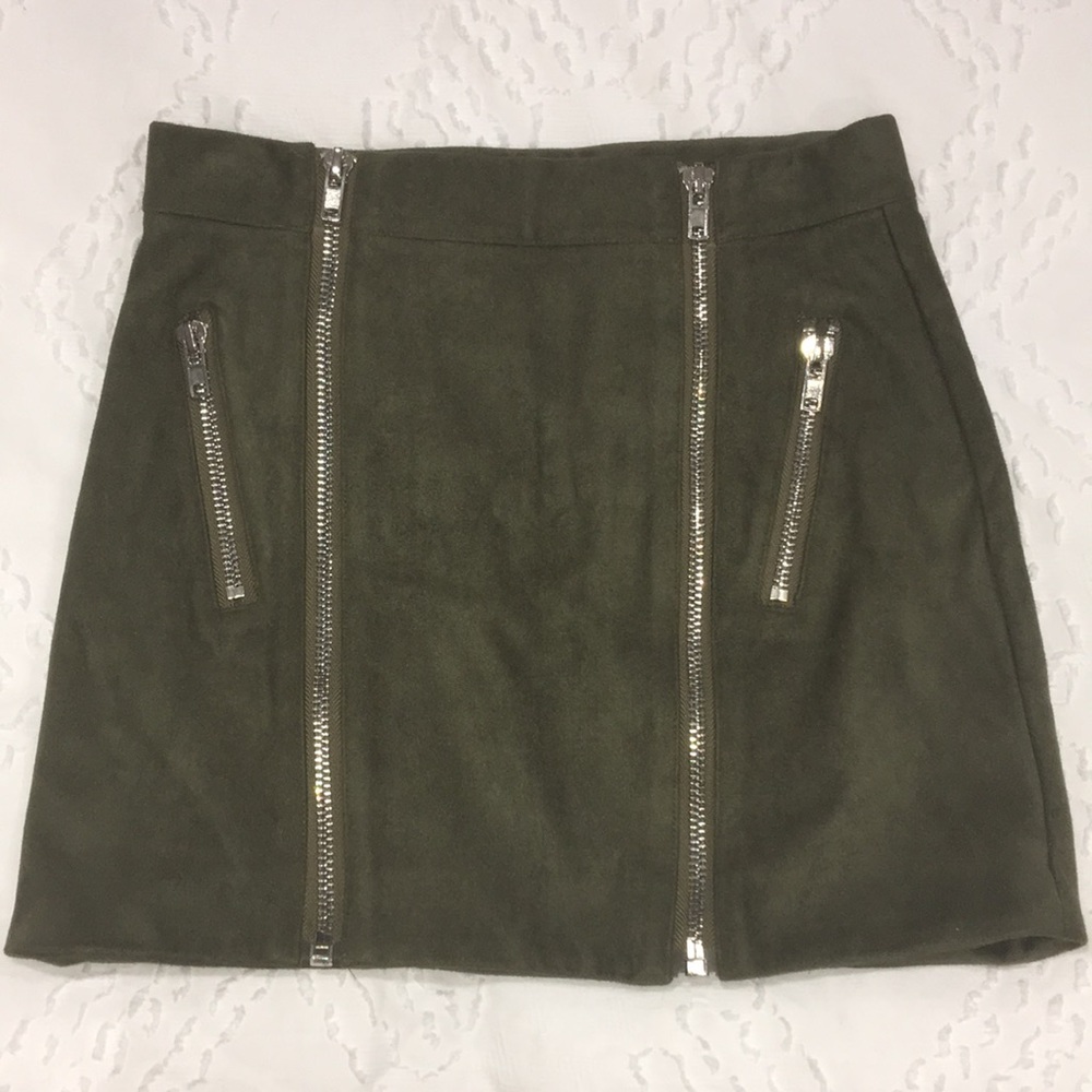 Olive green mini skirt